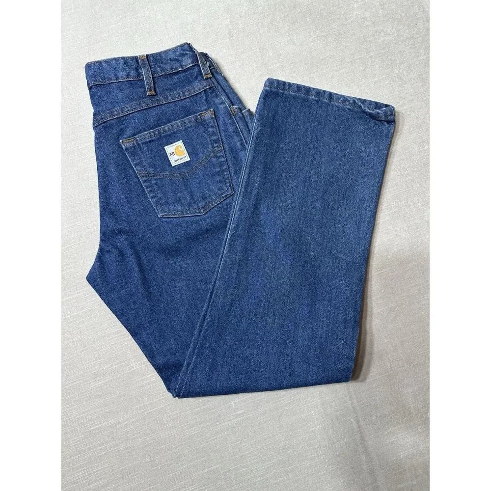 NWTS Carhartt WFRB 160 DNM Flame Resistant‎ FR Jeans Relaxed Fit Women's 10x32 - Picture 2 of 8